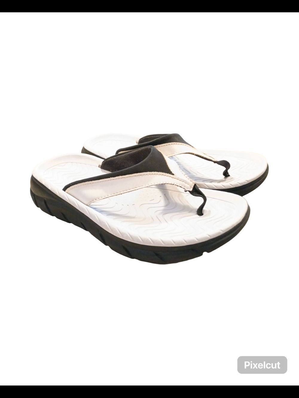 Avia Women’s Size 9 White & Black Hightail Thong Flip-Flops Sandals